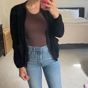 “Missguided” Women’s Size S Black Suede Bomber Jacket, Nordstrom